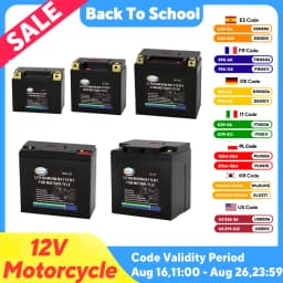 12V Lithium LiFePO4 Motorcycle Starting Battery 2Ah 4Ah 6Ah 8Ah 12Ah 16Ah Scooter Snowmobile Jet Ski UTV Batteries Rechargeable