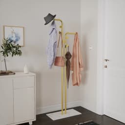 Heavy Duty Metal Coat Rack Stand Free Standing Gold Coat Hanger Garment Rack Hat Stand with 5 Hooks and Marble Base