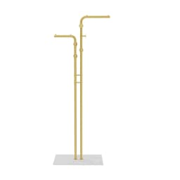Heavy Duty Metal Coat Rack Stand Free Standing Gold Coat Hanger Garment Rack Hat Stand with 5 Hooks and Marble Base