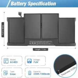 Battery for Apple MacBook Air 13" Inch Replacement Laptop Battery A1466 A1496 A1405 A1377 A1369 56Wh 7.6V Free Tools