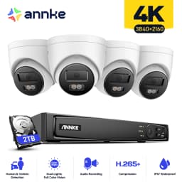 ANNKE 4K 8MP PoE IP Camera Kit H.265+ 8Ch NVR Human/Vehicle Detection IP67 Built-in Mic Motion Detection 2.0 Vision Remote View