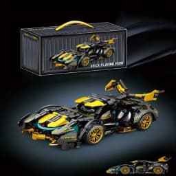 Building Block Racing Car V12 Building Block Car Black and Gold Fine Desktop Wooden Model Car Birthday Gift Gift for boyfriend
