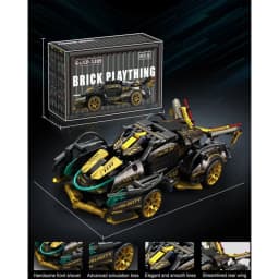 Building Block Racing Car V12 Building Block Car Black and Gold Fine Desktop Wooden Model Car Birthday Gift Gift for boyfriend