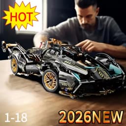 Building Block Racing Car V12 Building Block Car Black and Gold Fine Desktop Wooden Model Car Birthday Gift Gift for boyfriend