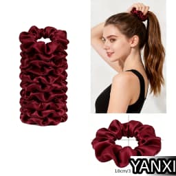 1/60/100/12/24pcs wine red Satin Hair Scrunchies Set For Women Elastic Ties Suitable Ponytail Casual Accessories Headwear Cute