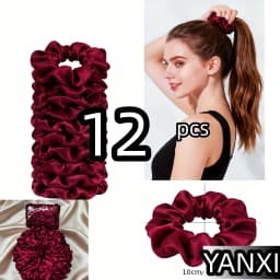 1/60/100/12/24pcs wine red Satin Hair Scrunchies Set For Women Elastic Ties Suitable Ponytail Casual Accessories Headwear Cute