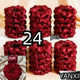 1/60/100/12/24pcs wine red Satin Hair Scrunchies Set For Women Elastic Ties Suitable Ponytail Casual Accessories Headwear Cute