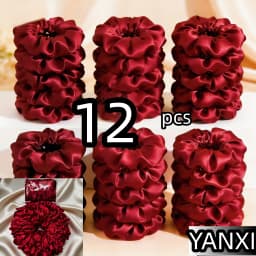 1/60/100/12/24pcs wine red Satin Hair Scrunchies Set For Women Elastic Ties Suitable Ponytail Casual Accessories Headwear Cute