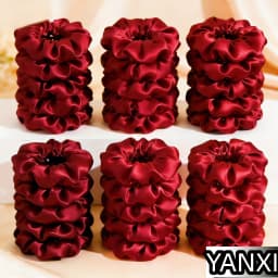 1/60/100/12/24pcs wine red Satin Hair Scrunchies Set For Women Elastic Ties Suitable Ponytail Casual Accessories Headwear Cute