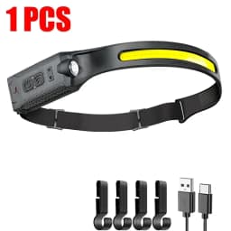 Super Bright Motion Sensor LED Headlamp Rechargeable Headlight 5-mode Lighting Waterproof Head Torch for Fishing Camping Hiking