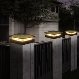 4x4in Solar Post Cap Lights Outdoor with 3 Modes Waterproof Fence Light Solar Powered for Deck Yard Garden Patio Outside Decor
