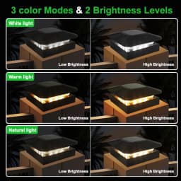 4x4in Solar Post Cap Lights Outdoor with 3 Modes Waterproof Fence Light Solar Powered for Deck Yard Garden Patio Outside Decor