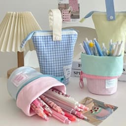 High-value pen holder pencil case Japanese ins boys and girls high school students large-capacity pencil case can stand statione