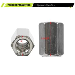 Hexagon Extend Long Rod Coupling Nuts 304 Stainless Steel m3 m4 m5 m6 m8 m10 m12 m14 Hex Lengthened Coupling Nut for 3D Printer