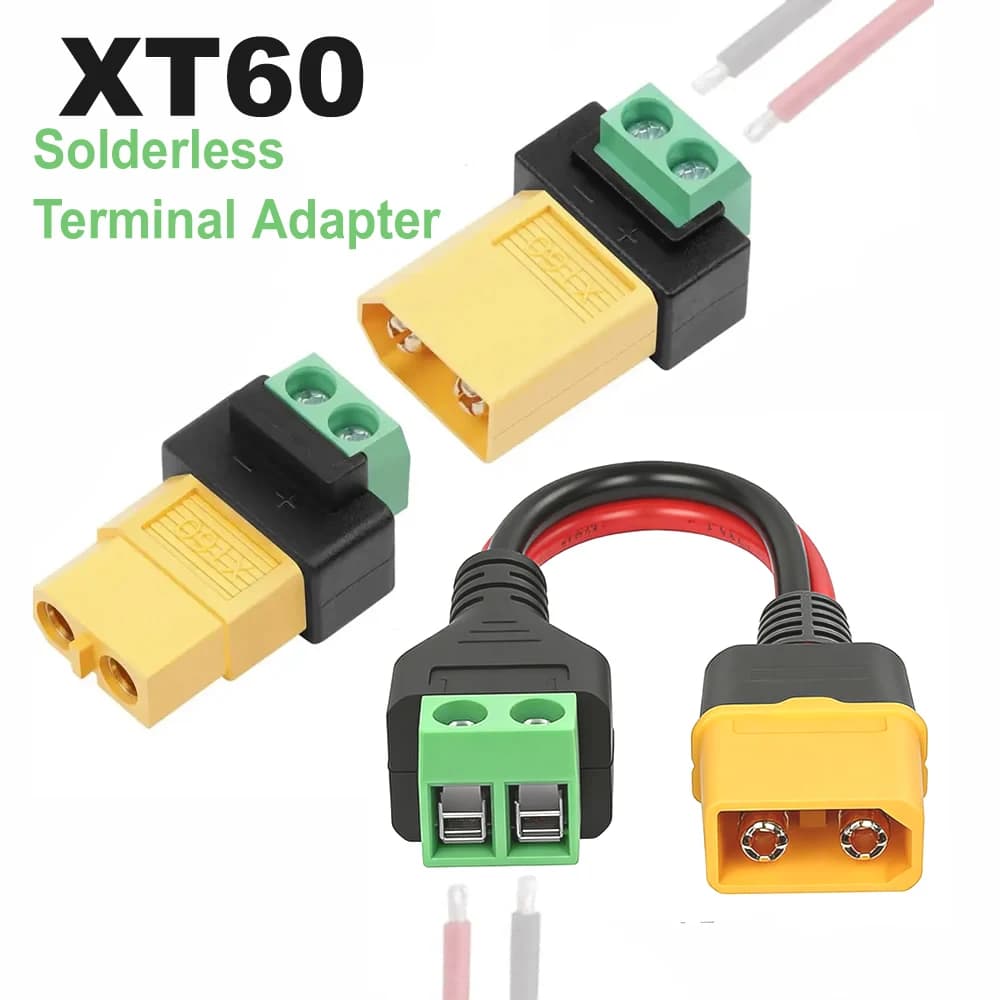 2-Pin Terminal Solderless to XT60 Male Female Adapter Charging Connector For UAV Balance Charger Solar Panel Model Devices
