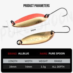 ALLBLUE Pure Spoon 3.5g Metal Bait Fishing Lure for Stream Area Trout Material Spinner Freshwater Fishing Tackle Gear