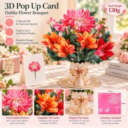Premium 3D Pop Up Flower Bouquet Card Mothers Day Gift Valentines Day Anniversary Birthday Greeting Cards Thank You Wishes Gifts