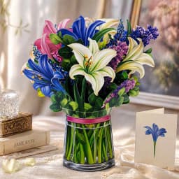 Premium 3D Pop Up Flower Bouquet Card Mothers Day Gift Valentines Day Anniversary Birthday Greeting Cards Thank You Wishes Gifts