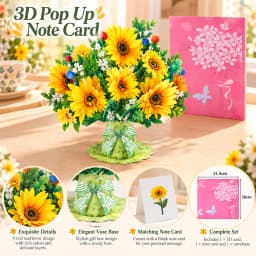 Premium 3D Pop Up Flower Bouquet Card Mothers Day Gift Valentines Day Anniversary Birthday Greeting Cards Thank You Wishes Gifts