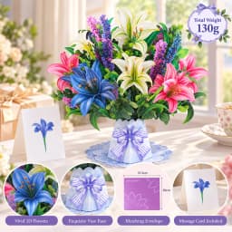 Premium 3D Pop Up Flower Bouquet Card Mothers Day Gift Valentines Day Anniversary Birthday Greeting Cards Thank You Wishes Gifts