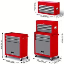 AIRAJ Large 8 Drawers Tool Chest,Rolling Tool Chest with Wheels,Heavy Duty Tool Storage Cabinet,with Tool Box Organizer