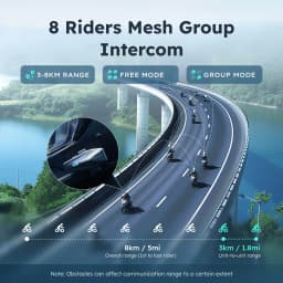 ASMAX S1 Helmet Bluetooth Headset, 50-Rider CloudTalk, Voice Control Motorcycle Intercom, FM Radio, ENC, IPX7 Waterproof
