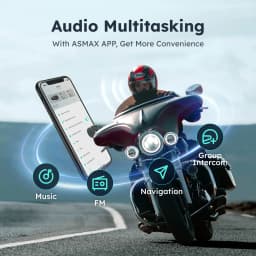 ASMAX S1 Helmet Bluetooth Headset, 50-Rider CloudTalk, Voice Control Motorcycle Intercom, FM Radio, ENC, IPX7 Waterproof