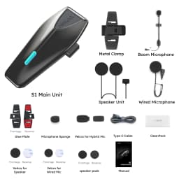 ASMAX S1 Helmet Bluetooth Headset, 50-Rider CloudTalk, Voice Control Motorcycle Intercom, FM Radio, ENC, IPX7 Waterproof
