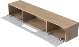 TV Cabinet High Gloss TV Cabinet Color Matching High Gloss White and Wood with Color Changing LED Light (White)