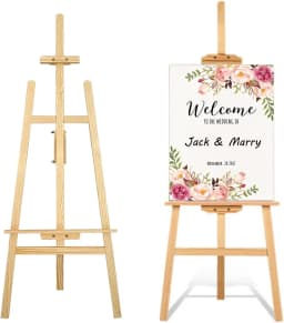59" /69" Easel Stand for Wedding, Easel Display Stand Canvas Stand for Painting Wedding Poster, Wedding Welcome Sign with Stand