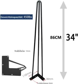 4pcs 4-34" Black Hardware Fitting Metal Thickening Steel Bar Feet V-shaped Furniture two/three Forked Iron Bedside Table Table