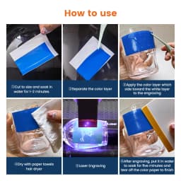 10PCS/LOT Laser Engraver Engraving Colored Marking Paper Ceramics Glass Crystal Stone Tiles Clear Acrylic For CO2 Fiber UV