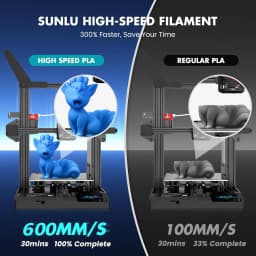 SUNLU 5KG High Speed PLA 3D Printer Filament 1.75mm Fast Printing Speed 600 mm/s Neatly Wound for FDM 3D Printing Materials