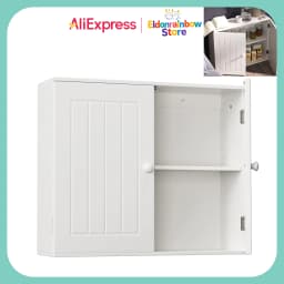 Hanging Bathroom Storage Cabinet Wall Cupboards with Double Doors Adjustable Shelf Bathroom Home Furniture White