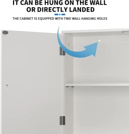 Hanging Bathroom Storage Cabinet Wall Cupboards with Double Doors Adjustable Shelf Bathroom Home Furniture White