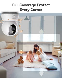 2K Indoor Camera for Home Security, 360° Pet Dog Camera with Phone App, 2-Way Talk, One-Touch Call, Night Vision, 2.4GHz