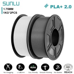 SUNLU 2KG PLA+2.0 3D Printer Filament Tougher and Stronger PLA Plus Filament 1000G/Roll 1.75mm 3D Filament Fits for FDM 3D Print
