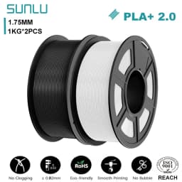SUNLU 2KG PLA+2.0 3D Printer Filament Tougher and Stronger PLA Plus Filament 1000G/Roll 1.75mm 3D Filament Fits for FDM 3D Print