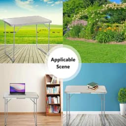 80x60x69cm Aluminium Camping Table, Portable Folding Table Small Picnic Table Laptop Desk TV Dinner Bed Home Office, White