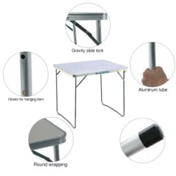80x60x69cm Aluminium Camping Table, Portable Folding Table Small Picnic Table Laptop Desk TV Dinner Bed Home Office, White