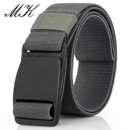 Maikun Large Size Fabric Men's Belt Work No Hole Nylon Webbing Plastic Buckle Belt Military Nylon Blend Web Belt