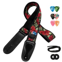 LEKATO LGS-6 Guitar Strap with 6 Picks 2 Locks for Electric Acoustic Guitar Bass