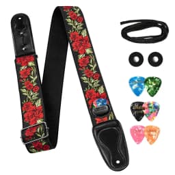 LEKATO LGS-6 Guitar Strap with 6 Picks 2 Locks for Electric Acoustic Guitar Bass