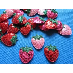 20Pcs Sequined Strawberry Embroidery Patch Sewing Appliqued Sew on Clothes Motif Badge DIY Repair