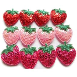 20Pcs Sequined Strawberry Embroidery Patch Sewing Appliqued Sew on Clothes Motif Badge DIY Repair
