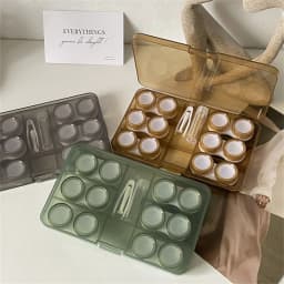 6 Pairs Large Contact Lens Storage Box Portable Travel Contact Lens Case For Makeup Beauty Pupil Box Tweezer Stick Container