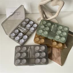 6 Pairs Large Contact Lens Storage Box Portable Travel Contact Lens Case For Makeup Beauty Pupil Box Tweezer Stick Container