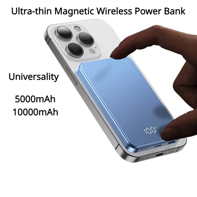 Ultra-thin Magnetic Wireless Power Bank Fast Charging External Spare Battery 5000mAh USB C PD20W 10000mAh for iPhone 15 Samsung