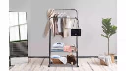 Heavy Duty Rolling Clothes Rack with Wheels Metal Coat Hanger Stand Shoes Storage Organizer
