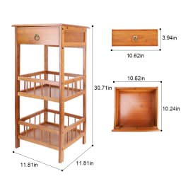 2/3 Tier Bamboo Bedside Table Sofa End Table with Drawer Plant Display Storage Shelf Unit